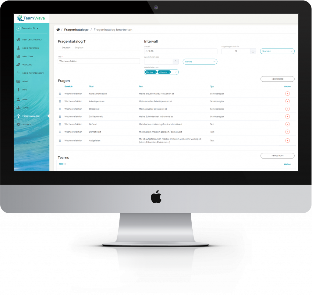 TeamWave – Webbasierte Social Teaming & Feedback Lösung, Produkt